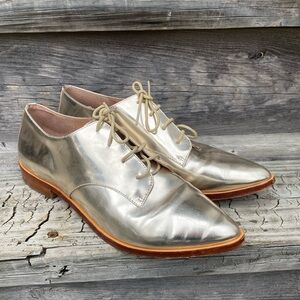 Vince Camino Metallic Gold Dress Shoes Modern Oxford